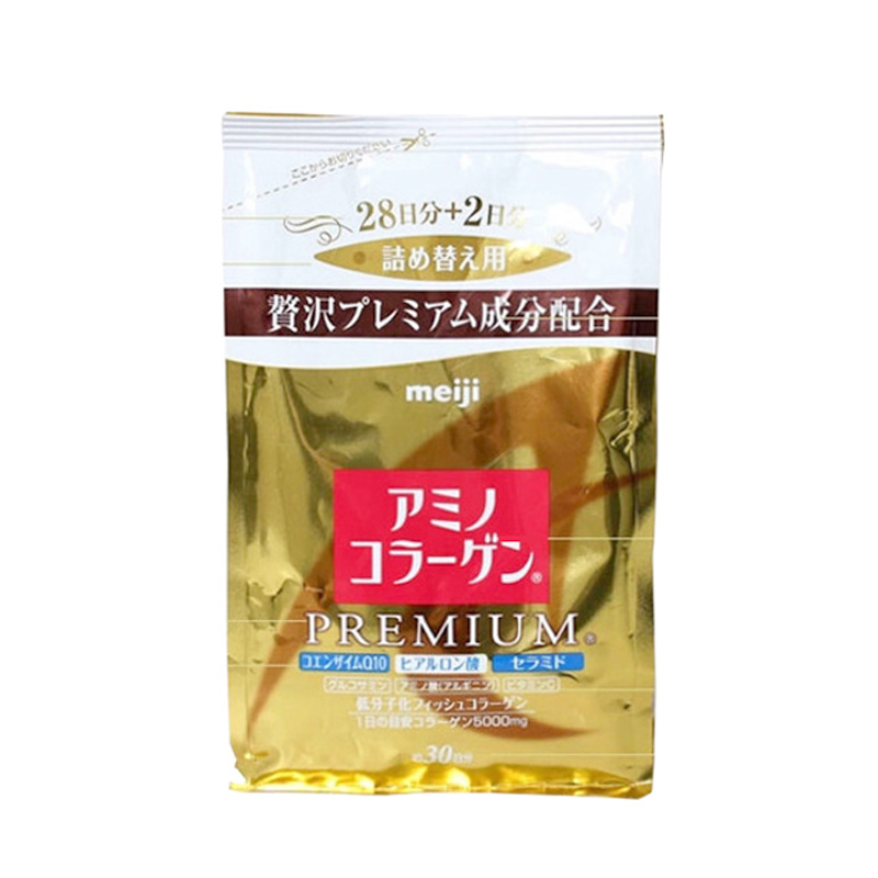 日本进口Meiji明治氨基酸胶原蛋白粉金装替换装214g 30日分