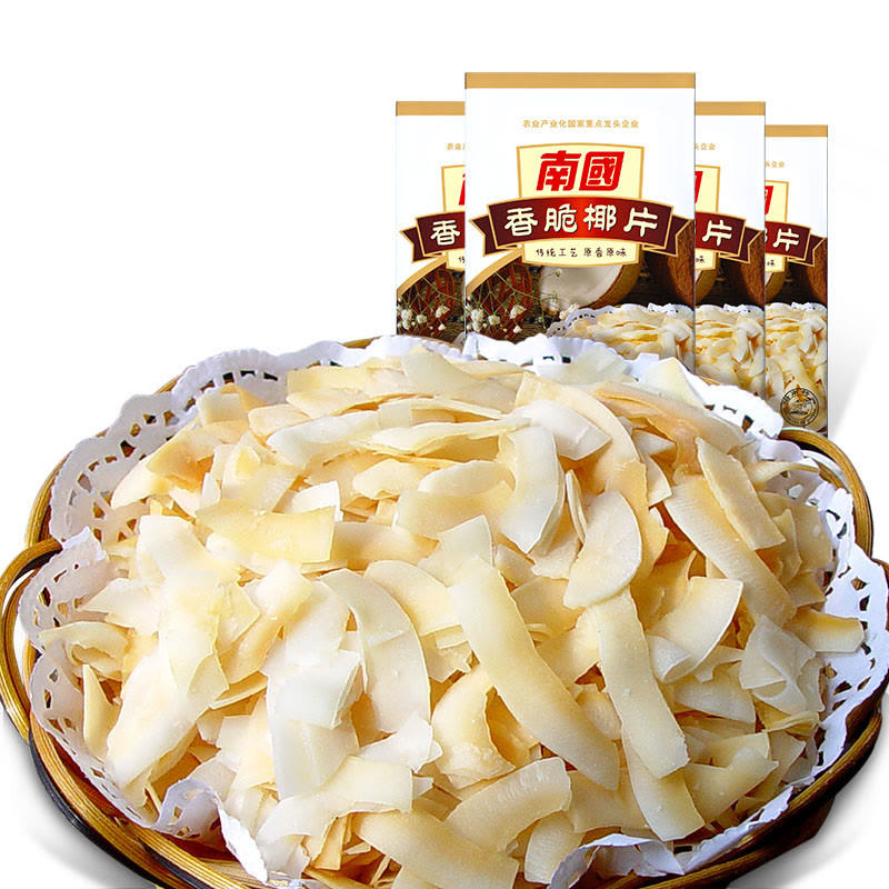 海南特产 南国香脆椰子片60gX4盒 香烤椰肉椰子干休闲年货零食