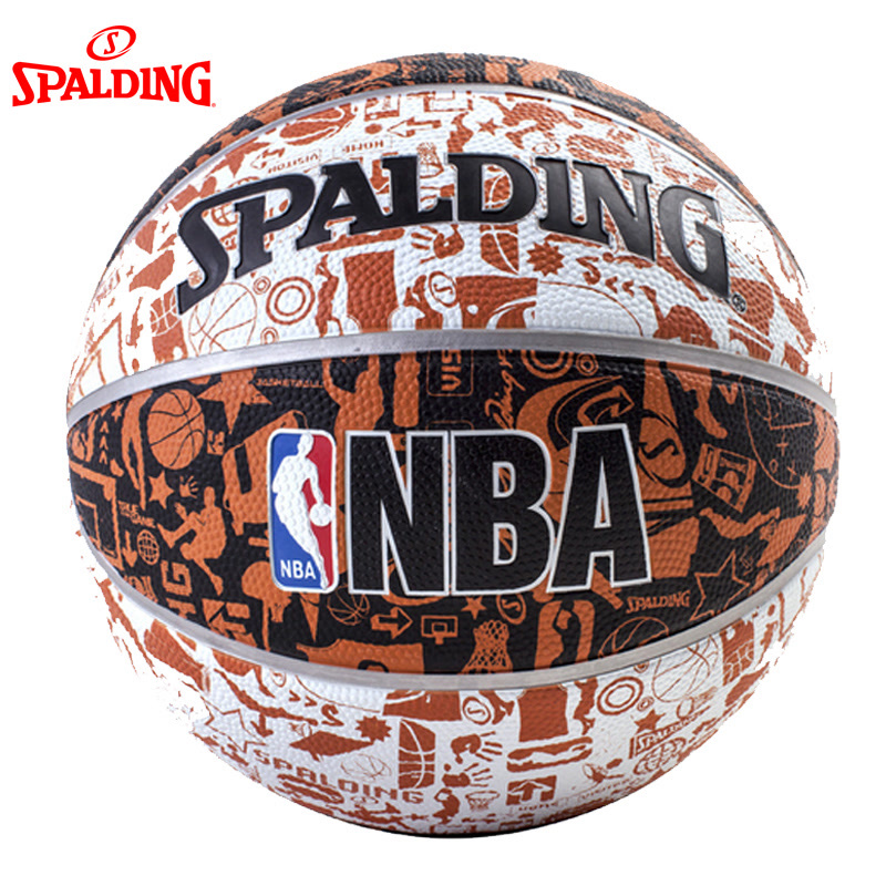 SPALDING斯伯丁NBA涂鸦系列橡胶室外篮球-Red73-722y