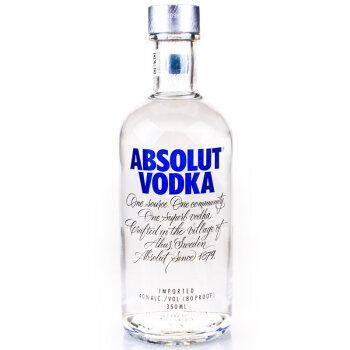 【绝对伏特加 原味 伏特加 350ml】绝对伏特加（Absolut Vodka）洋酒 原味 伏特加 350ml