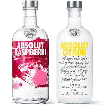 绝对伏特加（Absolut Vodka）柠檬味+覆盆莓味 组合套装
