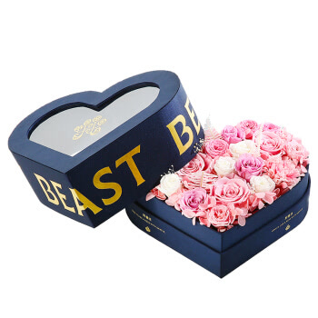 野兽派（THE BEAST）心中的玫瑰-小可爱 心形永生花礼盒 保鲜花盒 情人节生日礼物 送女生