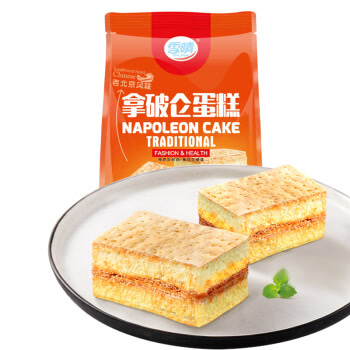 雪晴 饼干糕点 拿破仑蛋糕 传统奶油夹心口袋面包零食 328g