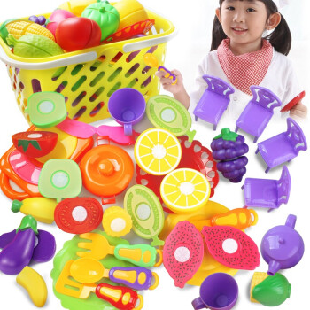 奥智嘉 儿童玩具 水果蔬菜切切乐仿真过家家厨房玩具带篮 男孩女孩玩具礼物
