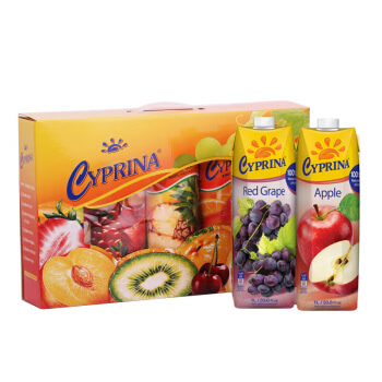地中海塞浦路斯进口 塞浦丽娜（Cyprina）5种口味100%果汁 1L*5瓶 果汁饮料 礼盒装