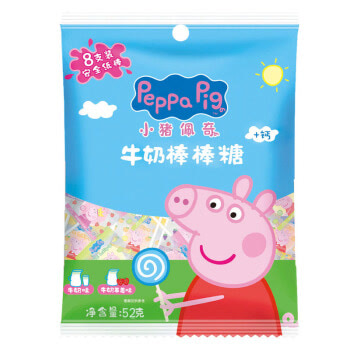 小猪佩奇 Peppa Pig 牛奶棒棒糖 (牛奶味+牛奶草莓味) 8支装 52g/袋
