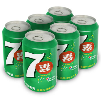 7喜 七喜 7up 柠檬味 碳酸饮料 330ml*6听  百事可乐出品 (新老包装随机发货)