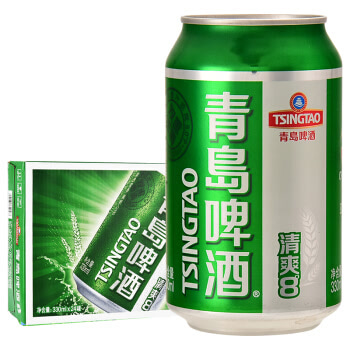 青岛啤酒（TsingTao）清爽8度330ml*24听 整箱装（新老包装随机发放）